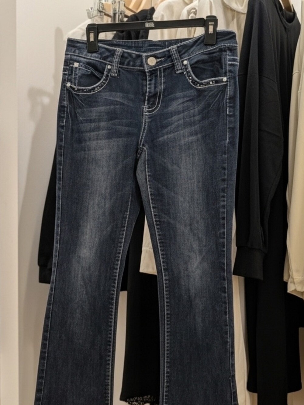 Earl Jeans Women's Blue Bootcut Jeans with Studded Pocket Trim